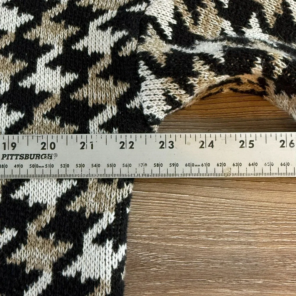 Vintage John Ashford‎ Sweater Mens Large Beige Black Houndstooth Cosby Eclectic